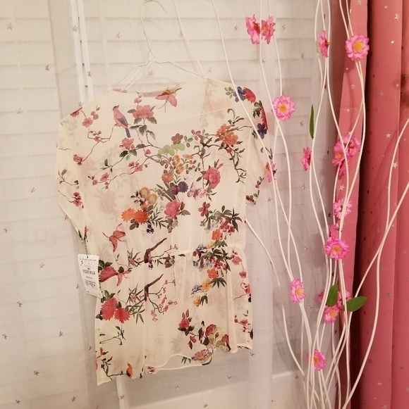 NWT ZARA TRAFULIC / Bird & Floral Blouse - Picture 5 of 7